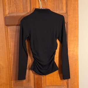 Madewell Black Long-Sleeve Mock Neck Top with Side Ruching